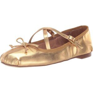 Circus NY by Sam Edelman Women's Millenia Gold Suede Cross Strap Ballet Flat
